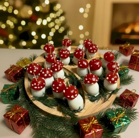 Черри режем на половинки.
