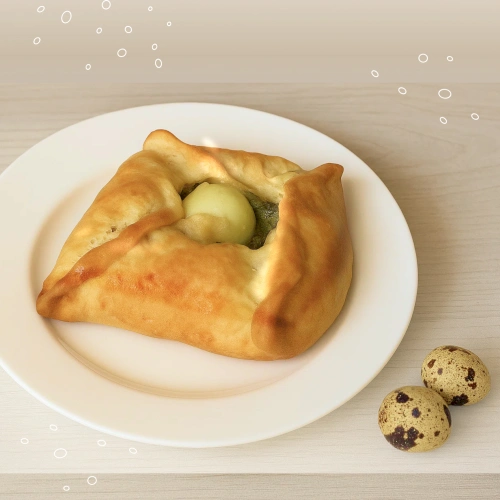 Конвертики с перепелиным яйцом и зеленью